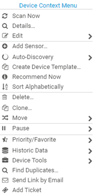 Device Context Menu Device Context Menu