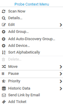 Probe Context Menu Probe Context Menu